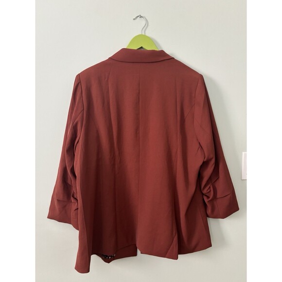 Skies Are Blue Women's Brown Notched Recycled Boyfriend Open Blazer Size XXL - Picture 5 of 8